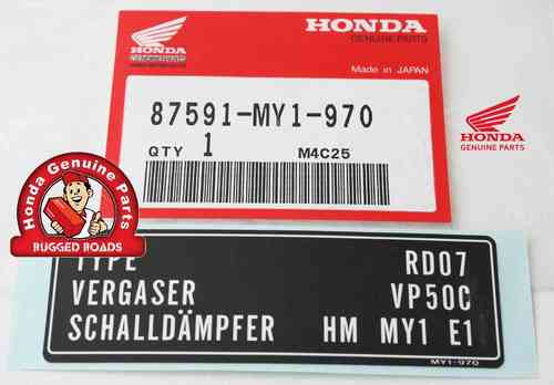 OEM Honda Decal - Carburetor Tamper Proof