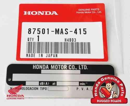 OEM Honda VIN Plate, Aluminium