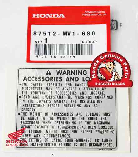 OEM Honda Decal - Accessories and Loading