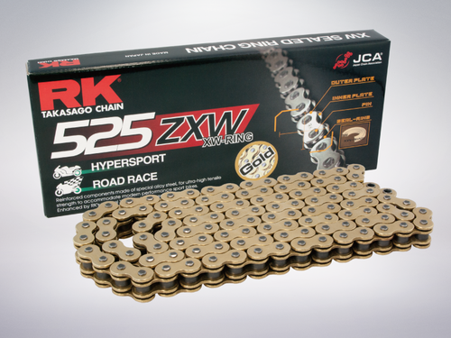 RK Racing Chain 525ZXW124 ZXW Series X-Ring Chain - GOLD