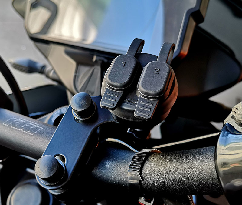 Touratech Dual USB Socket - Mounts On Handlebar Clamp