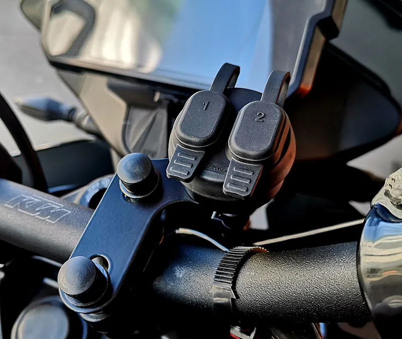Touratech Dual USB Socket - Mounts On Handlebar Clamp