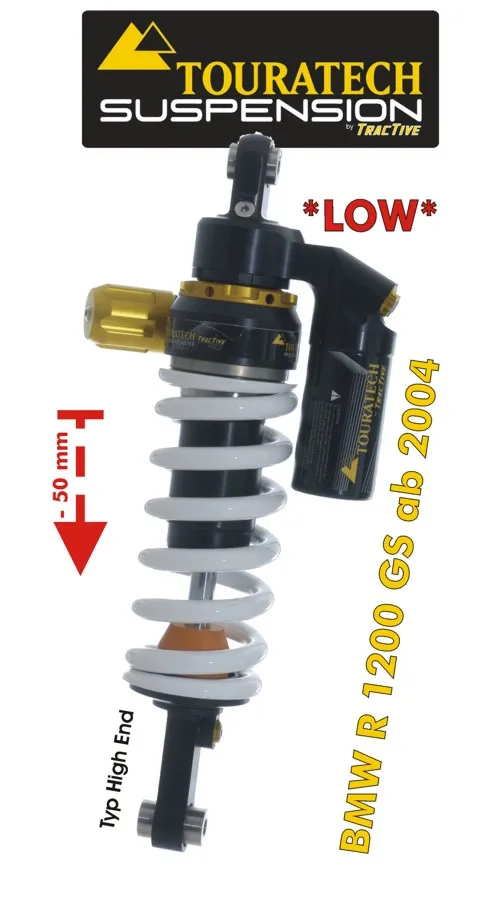 Touratech Suspension Lowering Shock (-50 Mm) For BMW R1200GS (2004-2012) Type *High End*