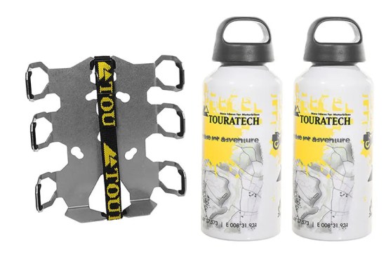 ZEGA Pro & ZEGA Mundo Double Bottle Holder With 2X Touratech 0.6L Aluminum Bottles