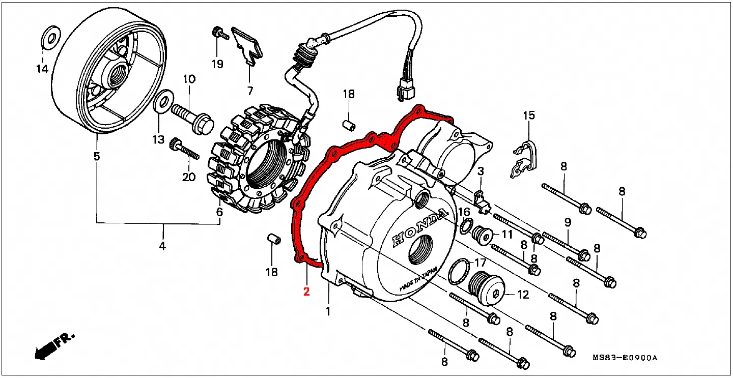 OEM Honda Gasket, Generator Casing - RD03 (1988 - 89) - Image 2