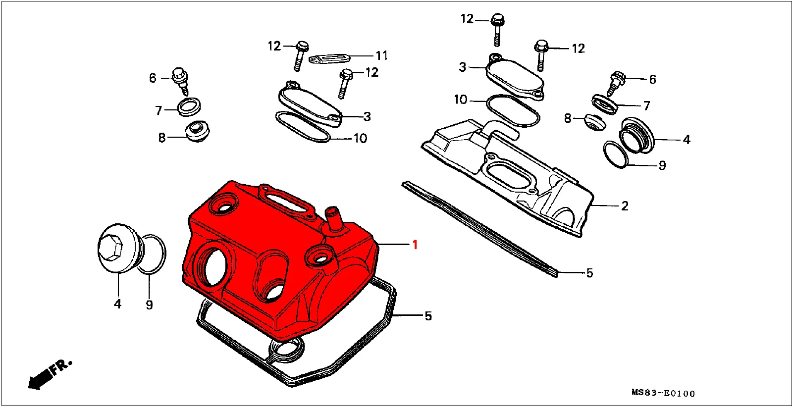 OEM Honda Front Cylinder Head Cover - XRV650 RD03 (1988-89) - Image 2