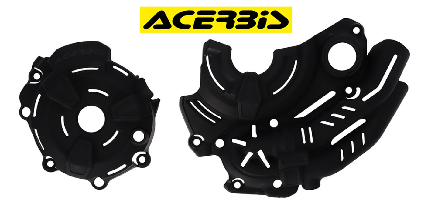 black plastic casing to protect the engine of a motorcycle