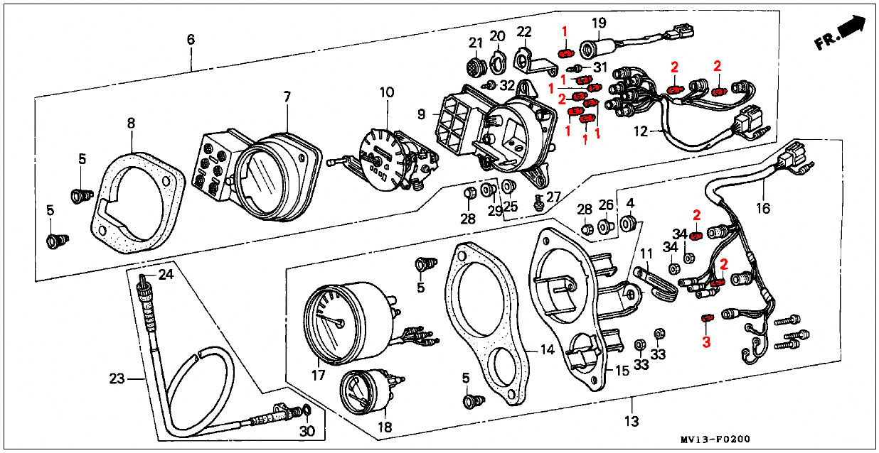 Bulb Kit Instrument Cluster - XRV Africa Twin RD03/RD04LM (1988 - 91) - Image 2