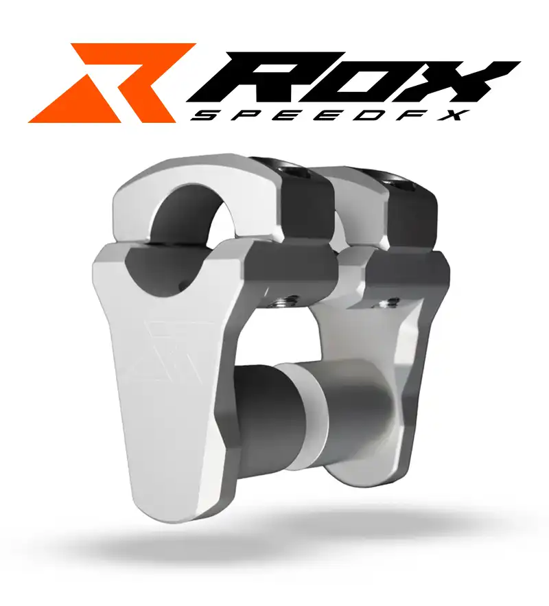 Rox Risers - Pivoting 1.3/4" Rise For 28mm Handlebars (Fatbars) - SILVER