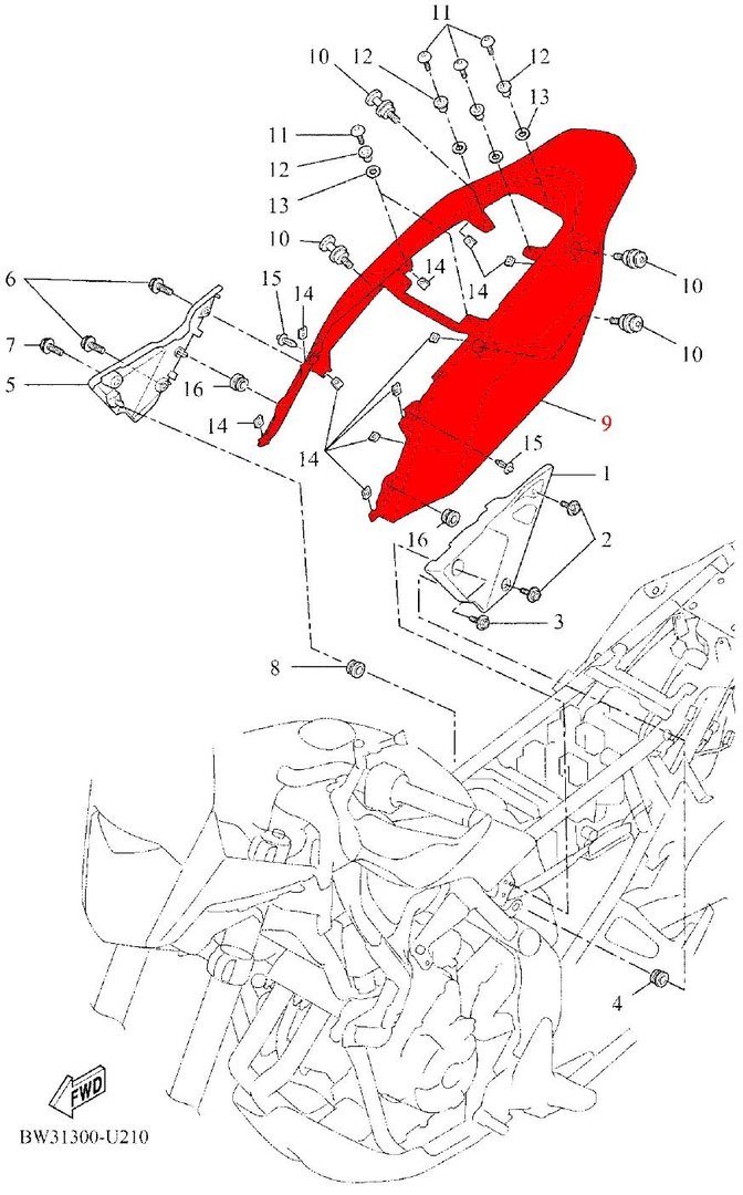 OEM Yamaha MATT BLACK Rear Cover Set 3 - Tenere 700