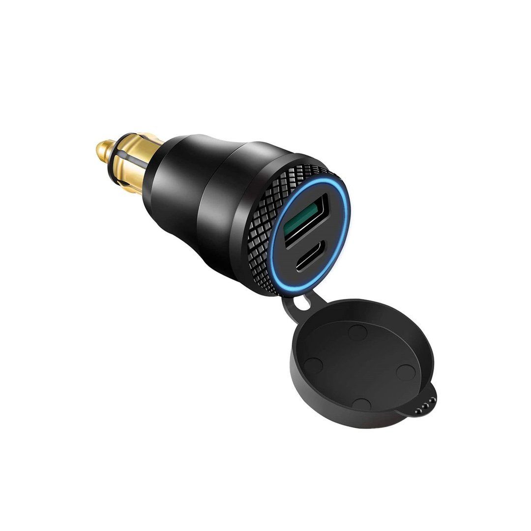 Din Hella 12V Plug With Dual USB QC3.0 And Type-C Ports