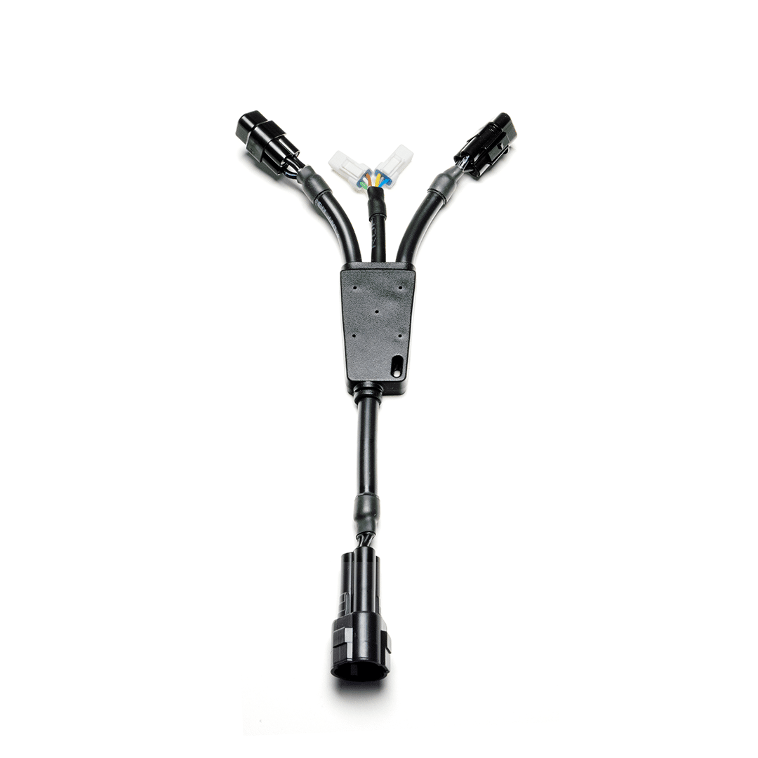 a black wiring loom for motorcycle electronic accessories