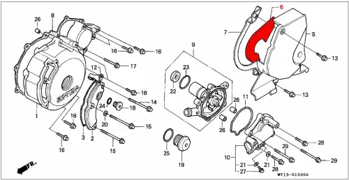 OEM Honda Front Sprocket Cover, Rubber - RD07/07A (1993-03) - Image 3