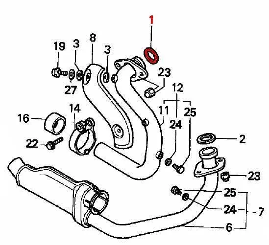 Exhaust Gasket Rear Cylinder - RD04/07/07A (1993 - 03) - Image 2