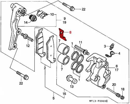 OEM Honda Front Brake Pad Spring - RD07/07A (1993-03) - Image 3
