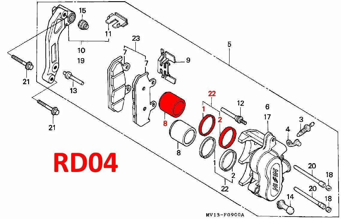 Brake Caliper FRONT Piston & Seal Kit - XRV750 Africa Twin RD04 (1990-92) - Image 2