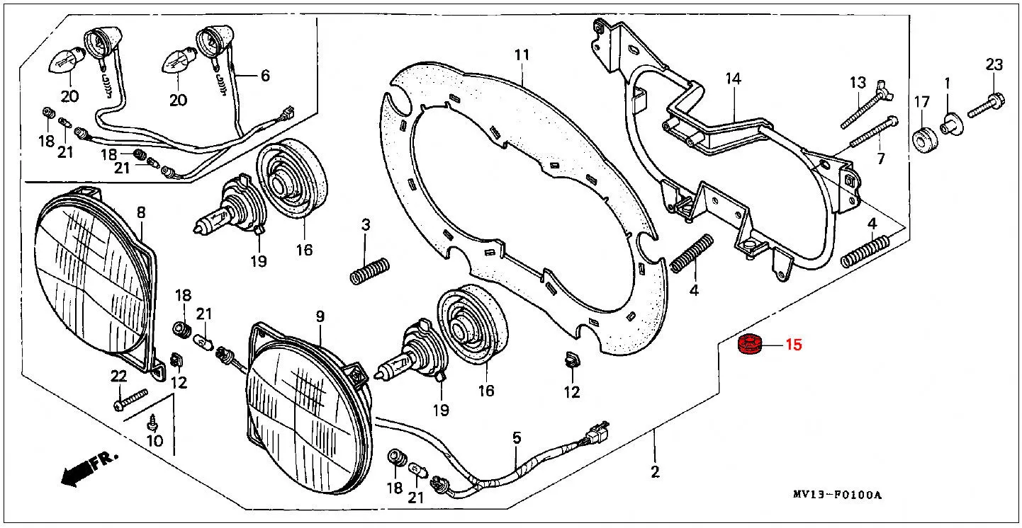 OEM Honda Rubber Headlight Bracket - RD03/04/07/07A (1988 - 03) - Image 2