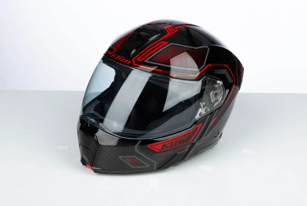 KLIM GT1 Expedition Helmet ECE - ENCRYPTED GLOSS BLACK REDROCK