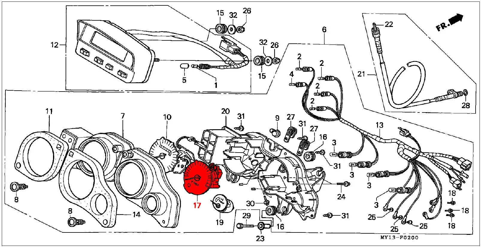 OEM Honda Tachometer - XRV750 RD07 (1993-95) - Image 3
