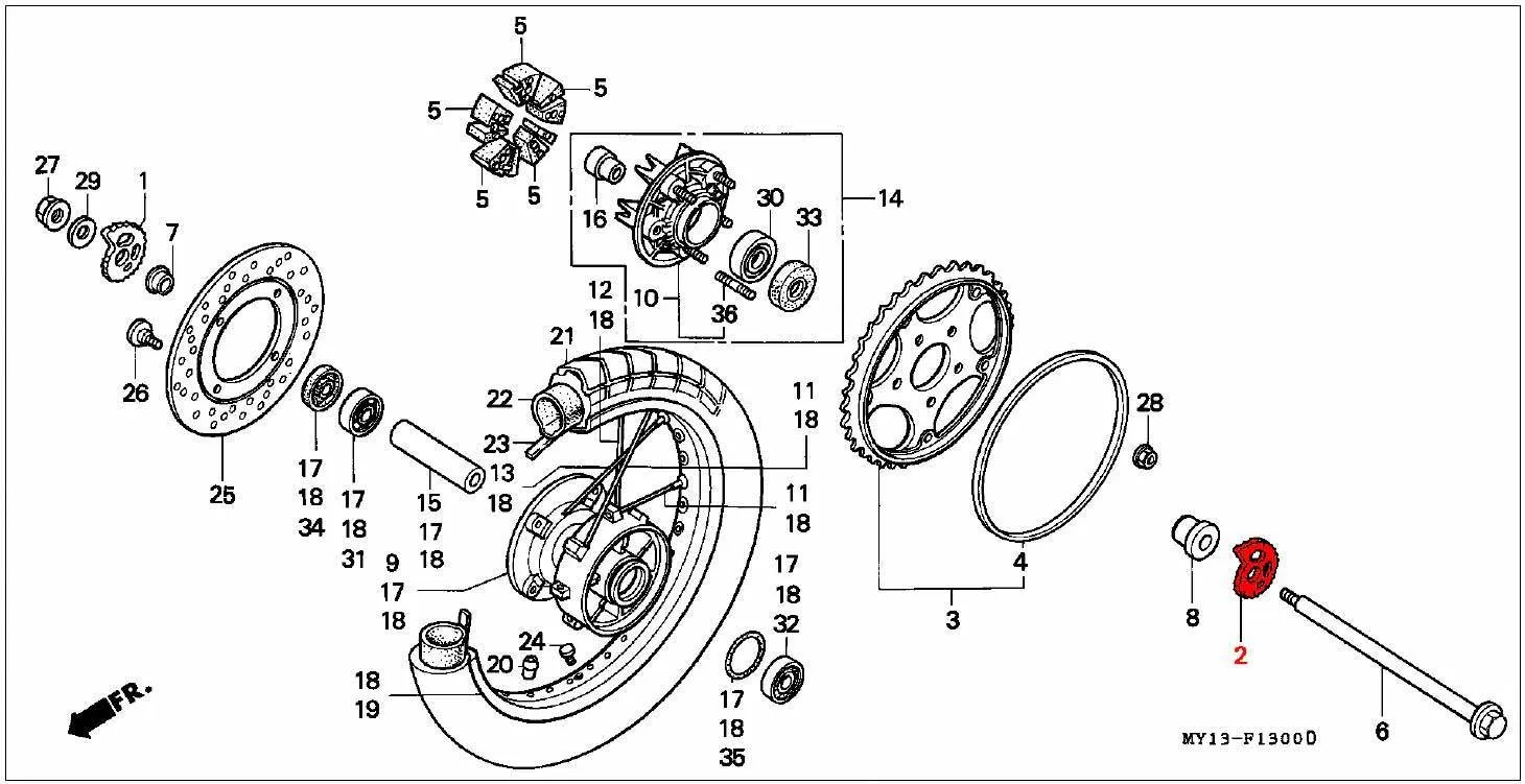 OEM Honda Chain Adjuster LEFT - RD07/07A (1993 -03) - Image 2