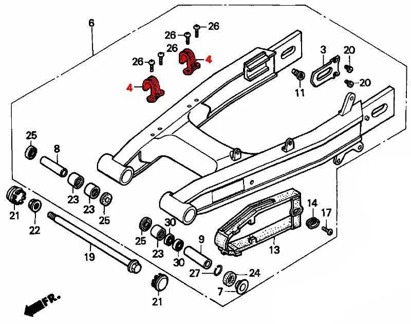 OEM Honda Rear Brake Line Guide - RD03/04/07/07A (1988 - 03)