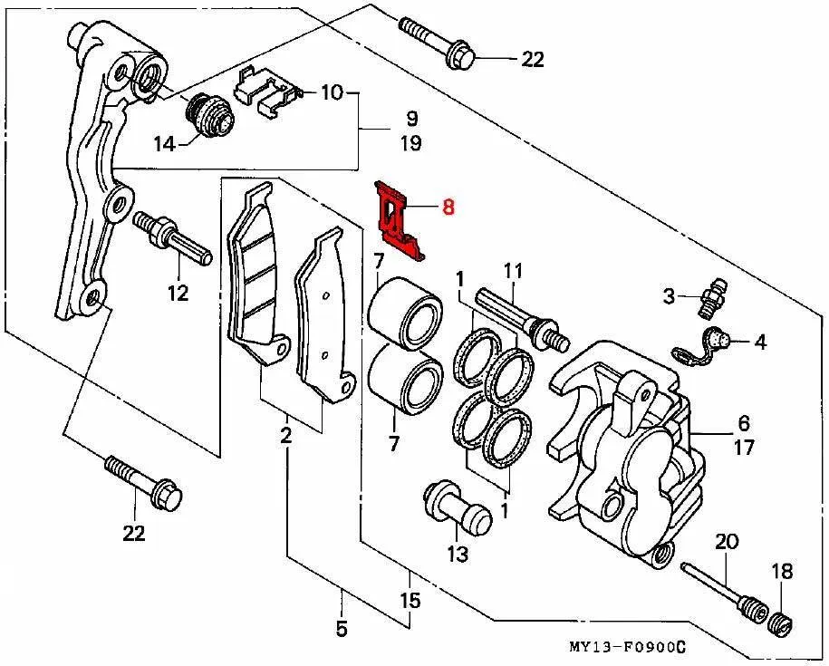 OEM Honda Front Brake Pad Spring - RD07/07A (1993-03) - Image 2