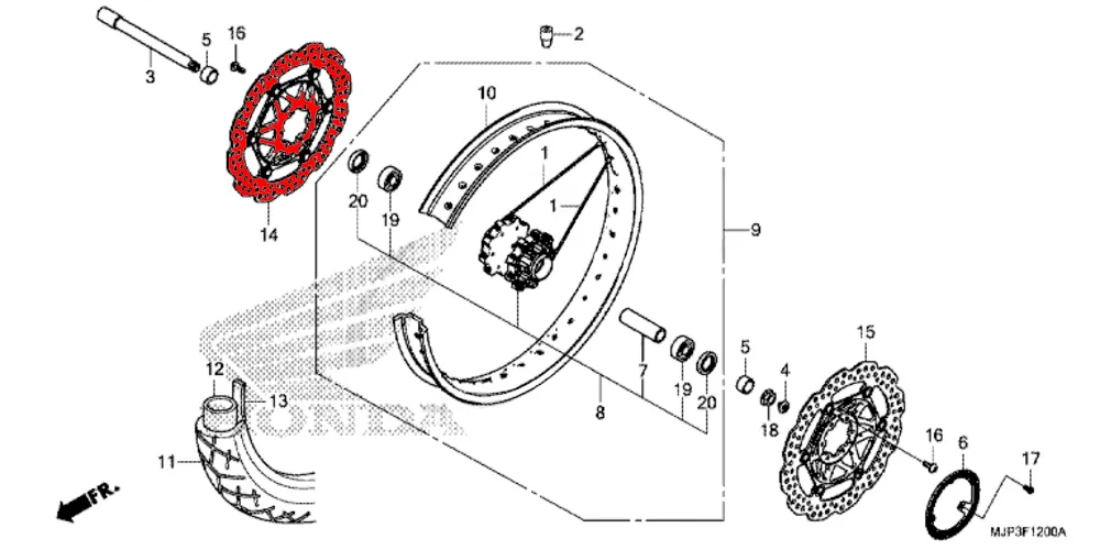 OEM Honda RIGHT Front Brake Disc - CRF1000 (2016-19) - Image 2