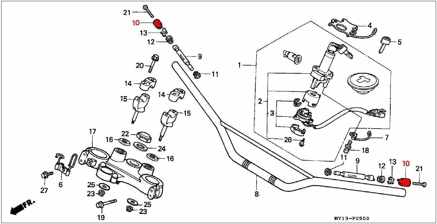 OEM Honda Handlebar Weight Bar End - RD04/07/07A (1990 - 03) - Image 2