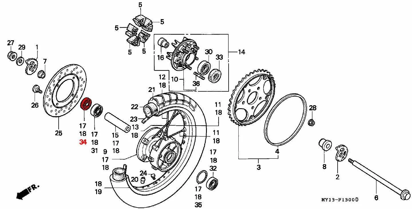 Oil Seal, Wheel Rear RIGHT 40X25x7 - RD03/04/07/07A (1988 - 03) - Image 2