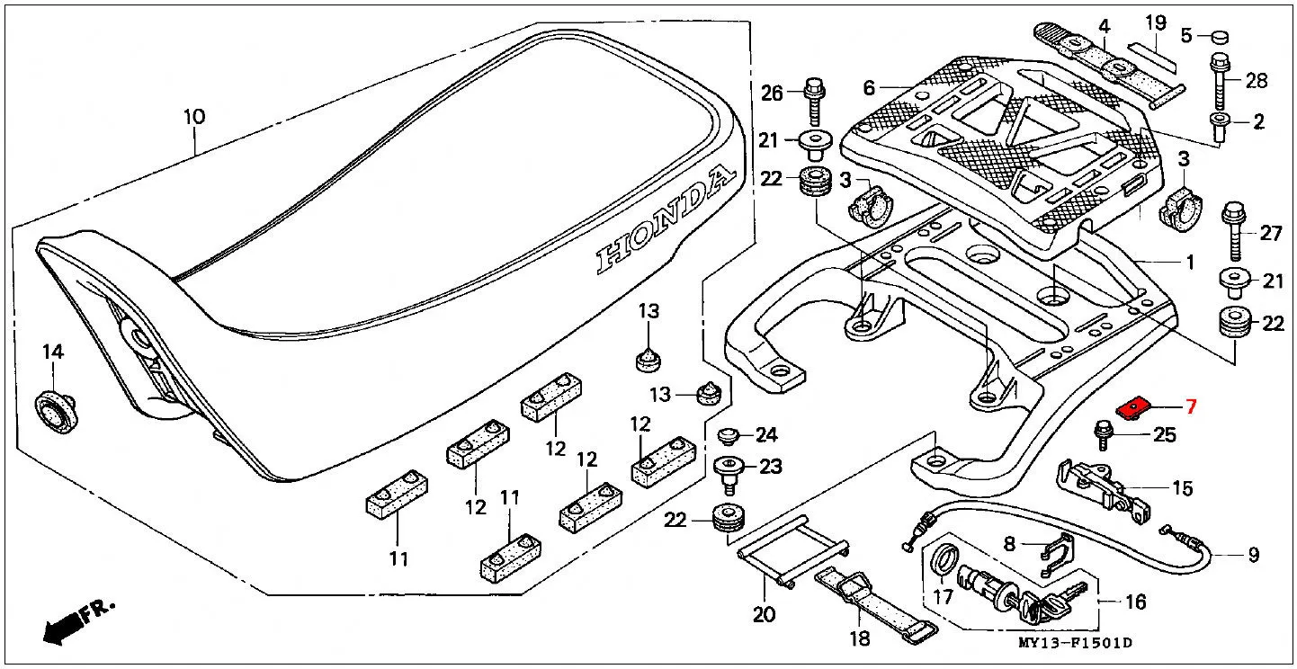 OEM Honda Nut, Rear Carrier Setting - RD07/07A (1993 - 03) - Image 2