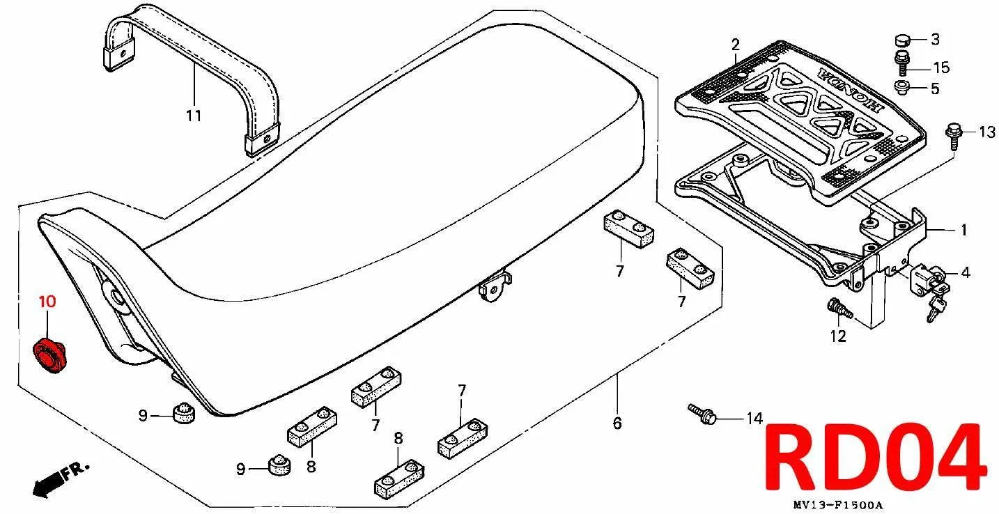 OEM Honda Seat Rubber Stopper Front - RD03/04/07/07A (1988 - 03) - Image 2
