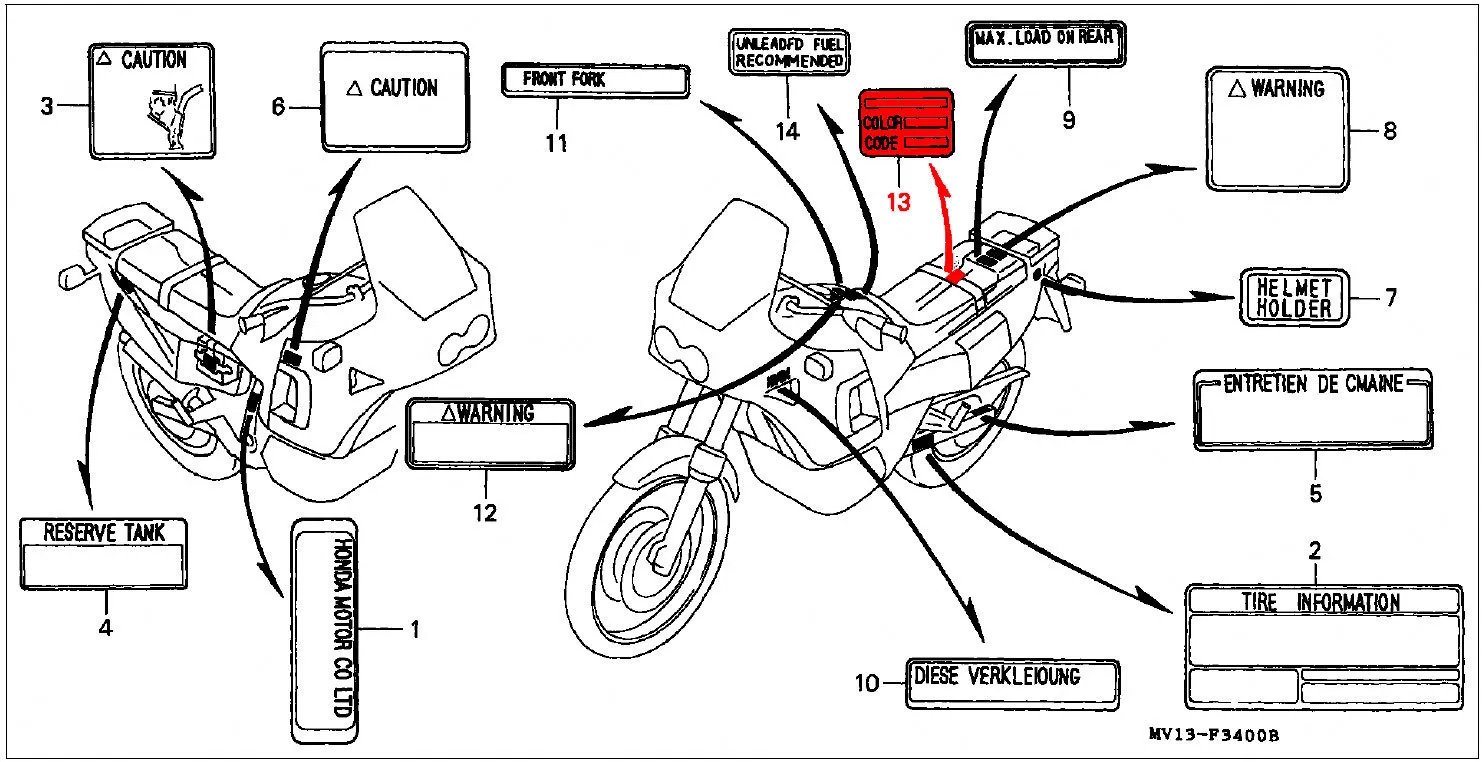 OEM Honda Label, Colour *TYPE3* (PB136I) - RD04N (1992) - Image 2