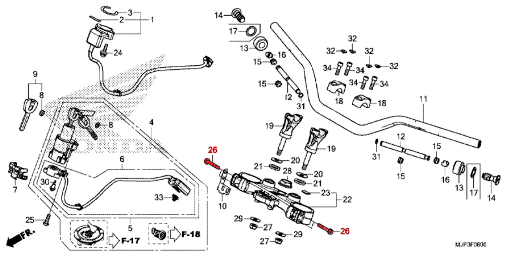 OEM Honda Front Fork Flange Bolt 8X45 - CRF1000 (2016>) - Image 2
