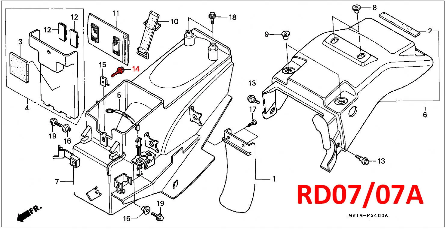 OEM Honda Disc Guard / Battery Cover Flange Bolt 6Mm - RD03/04/07/07A (1988 - 03) - Image 3