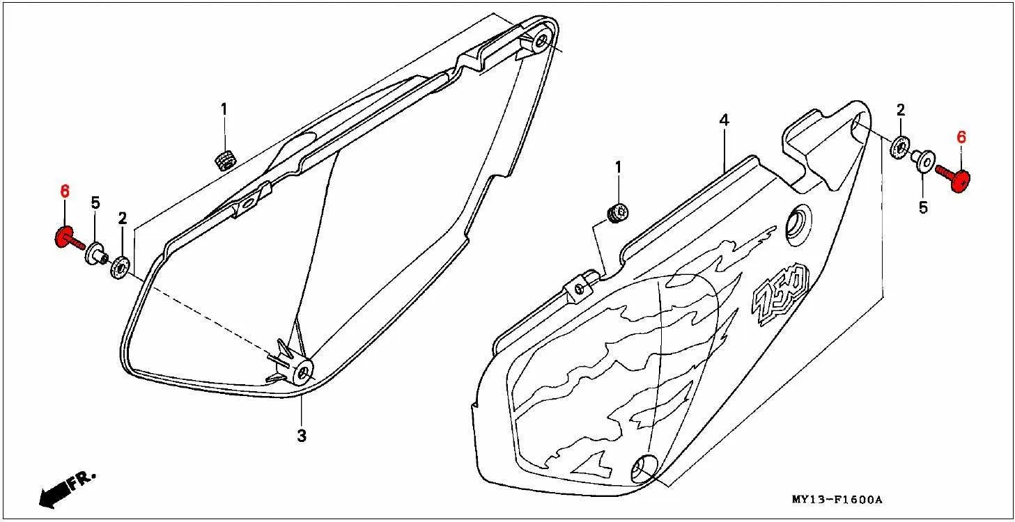 OEM Honda Rear Panel Fixing Screw M6X24 RD07/07A (1993-03) - Image 2
