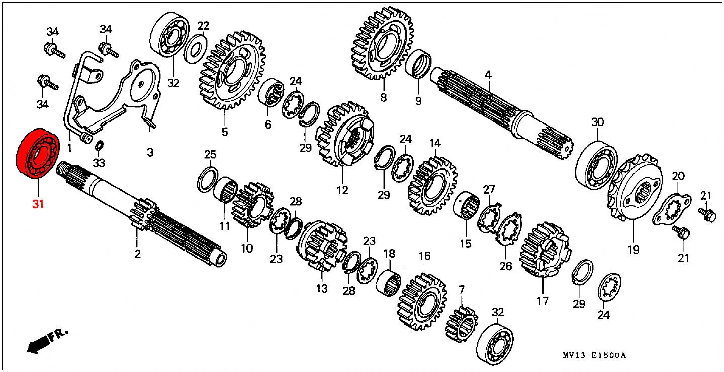 OEM Honda Bearing Mainshaft, Radial Ball 62/25 - RD04/07/07A (1990 - 03) - Image 2