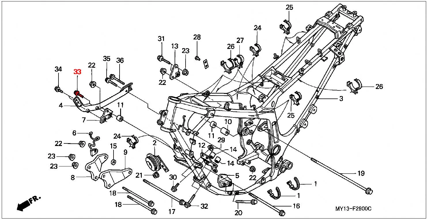OEM Honda Flange Bolt 8X50 Lower Frame Rail - RD07/07A (1993 - 03) - Image 2