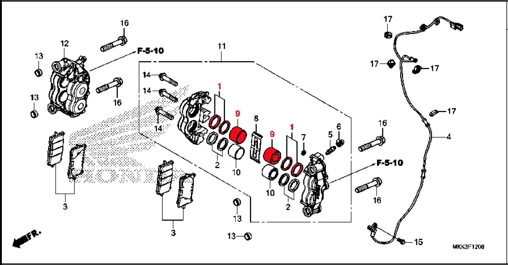 Brake Caliper FRONT UPPER Piston And Seal Kit - CRF1000 (All Models) - Image 2