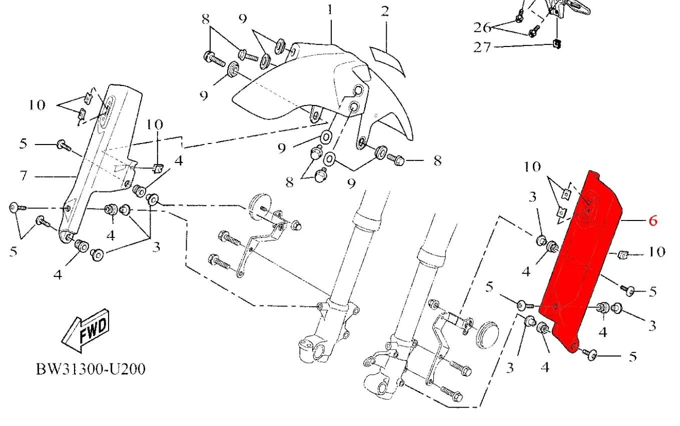 OEM Yamaha L/H Front Fork Guard - Tenere 700 - Image 2