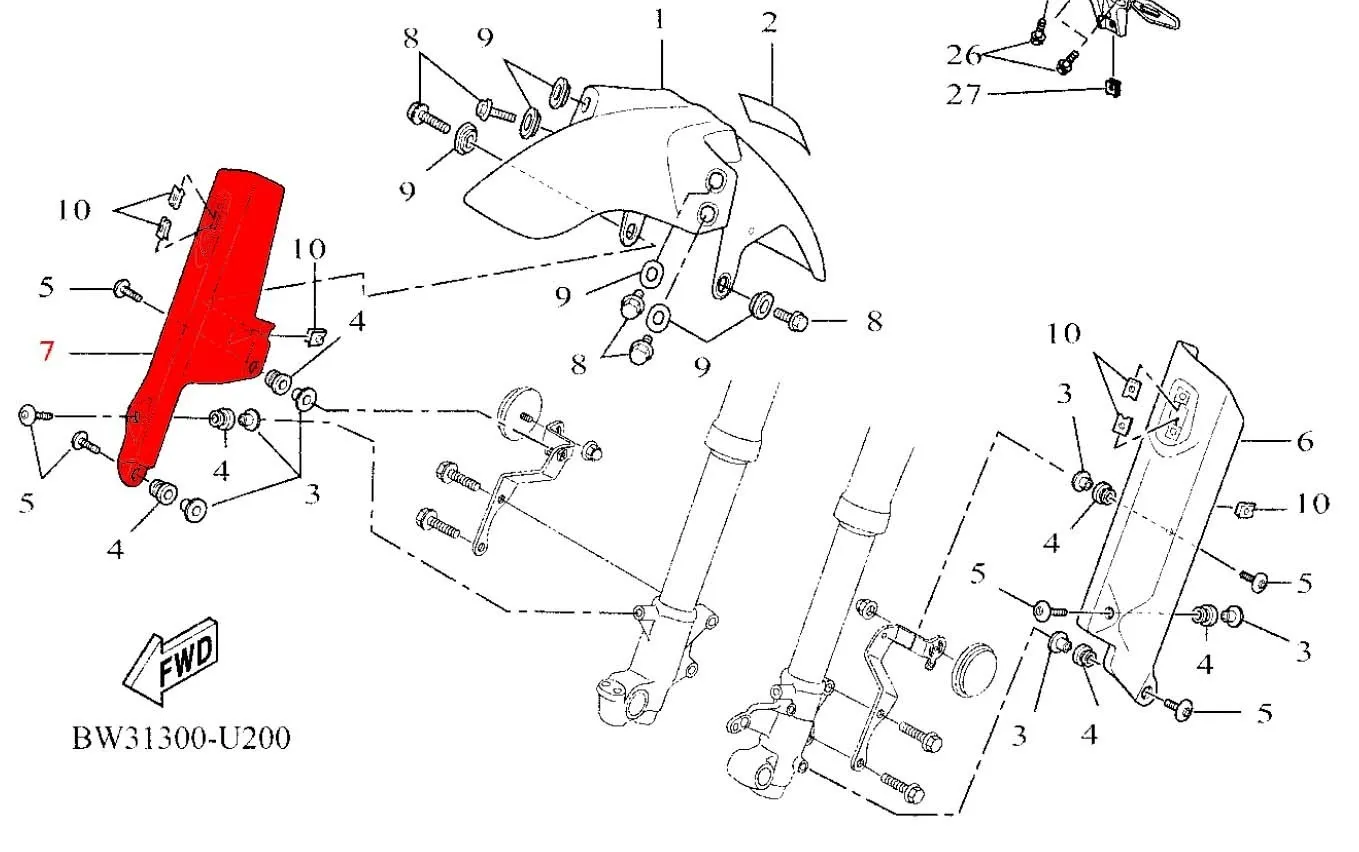 OEM Yamaha R/H Front Fork Guard - Tenere 700 - Image 2