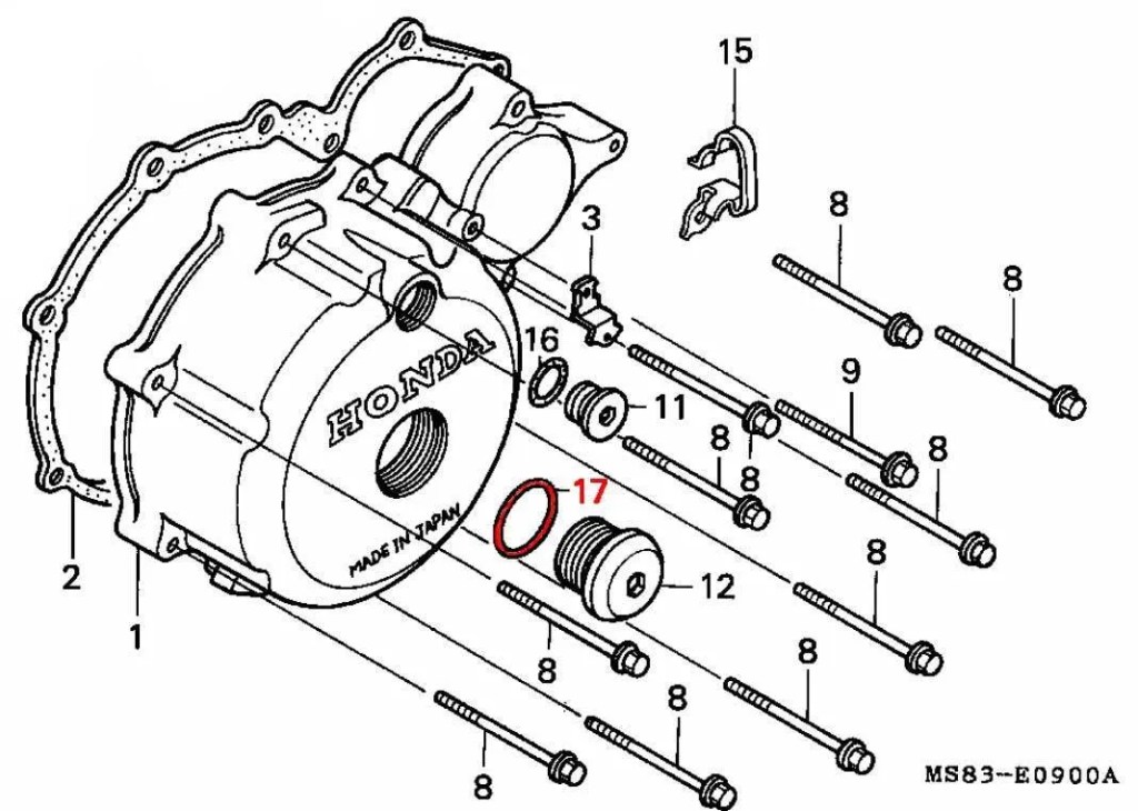 OEM Honda O-Ring Crankcase 29.7X2.4 - RD03/04/07/07A (1988 - 03)