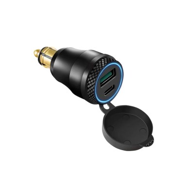 Din Hella 12V Plug With Dual USB QC3.0 And Type-C Ports