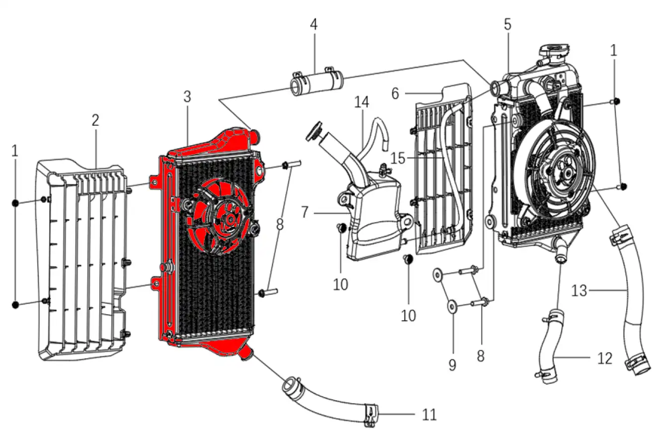 OEM KOVE Radiator Complete LEFT - 450 RALLY