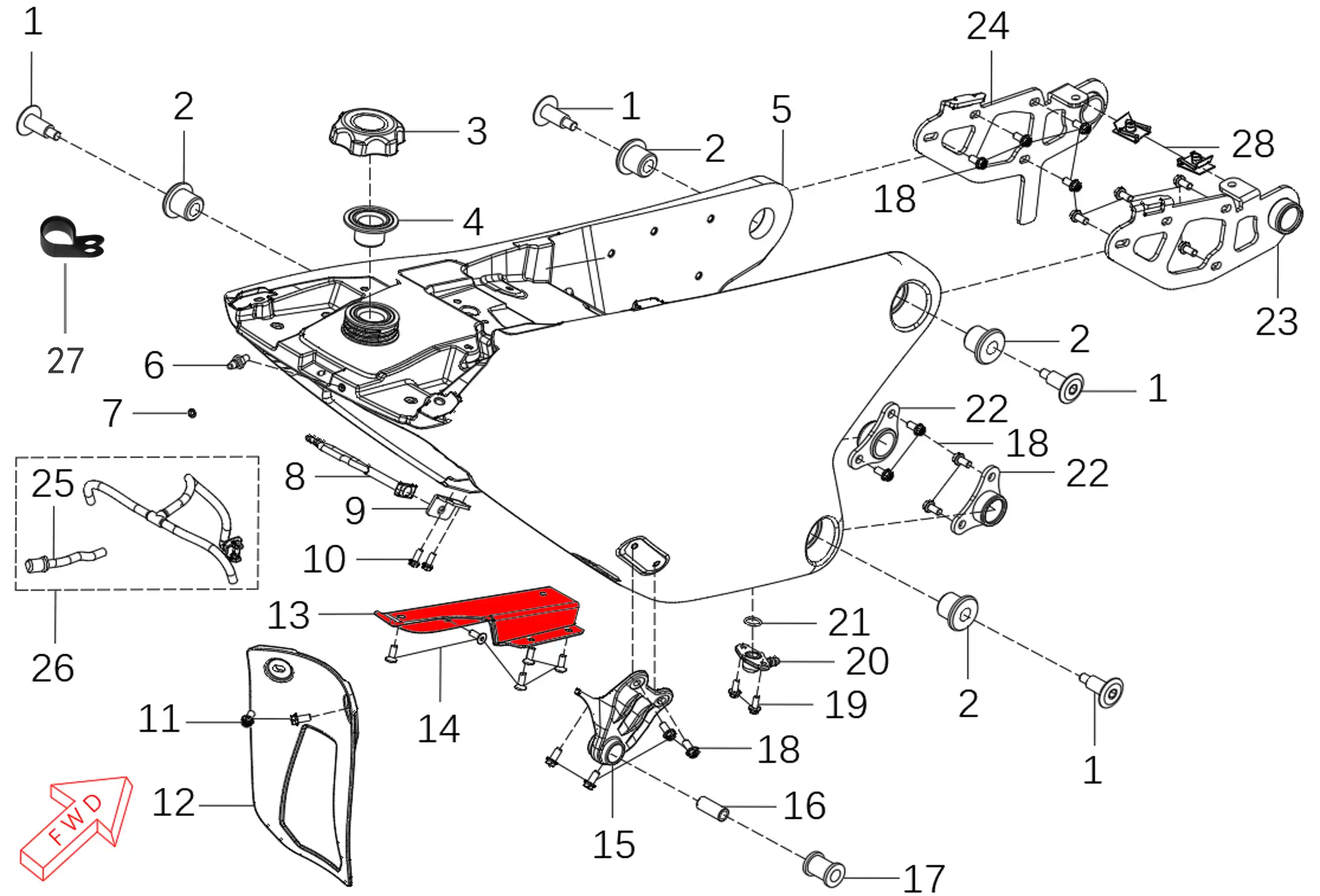 OEM KOVE Rear Tank Protection Cover - 450 RALLY - Image 2